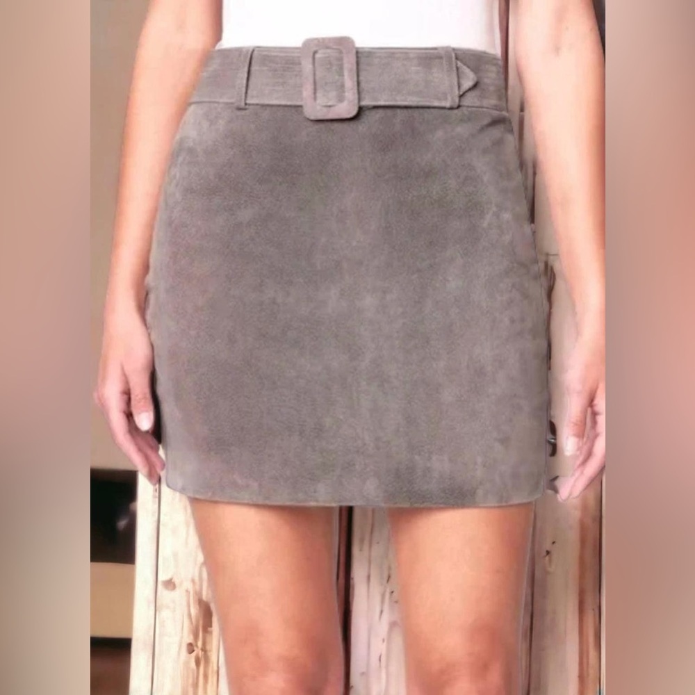 Blank NYC | High Altitude Suede Leather Belted Skirt